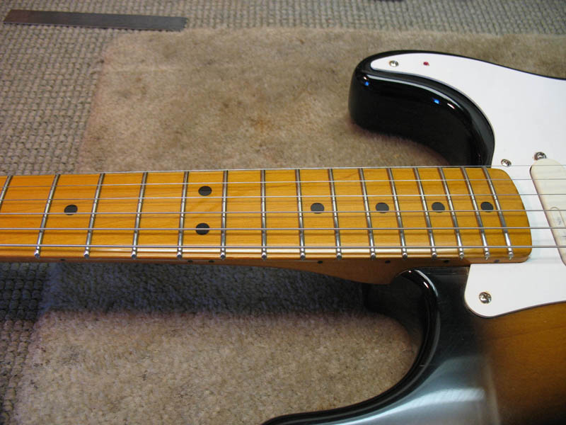 Refret on maple neck - after repair