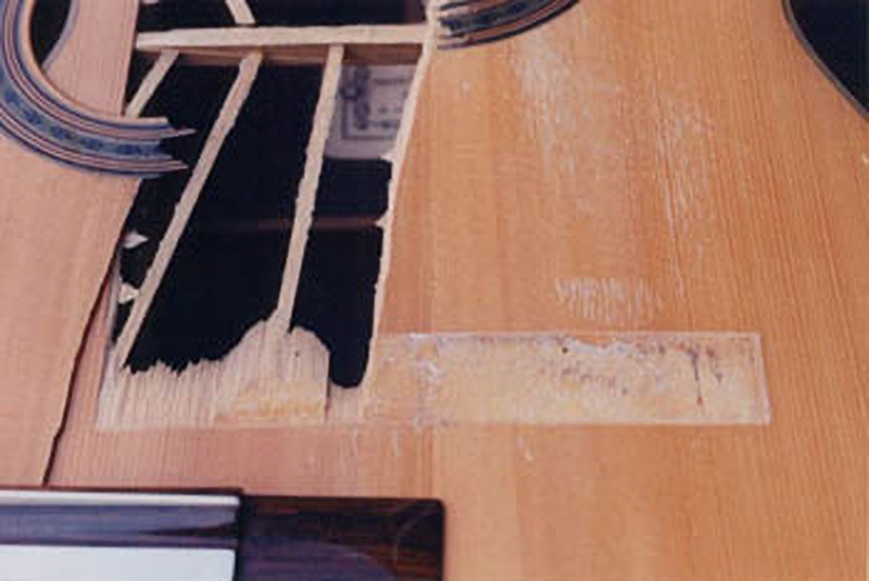 Restoring damaged top of Daniel Friederich classical guitar