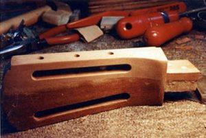 Shaped and sanded back of the headstock