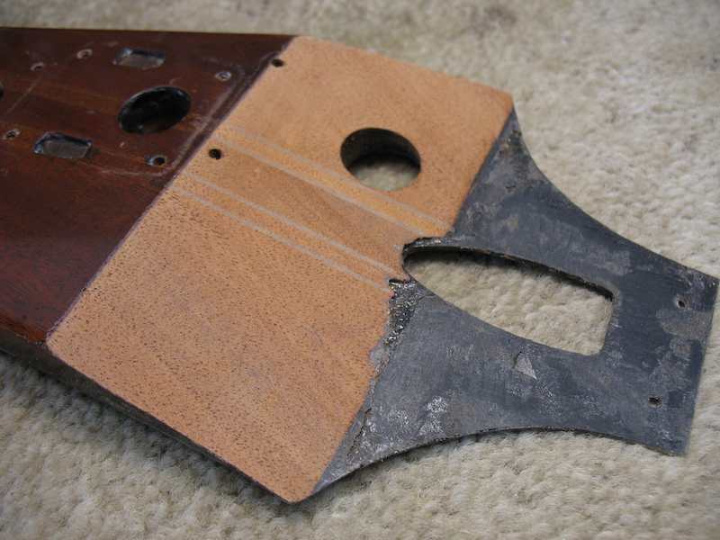 The headstock prepaired for gluing