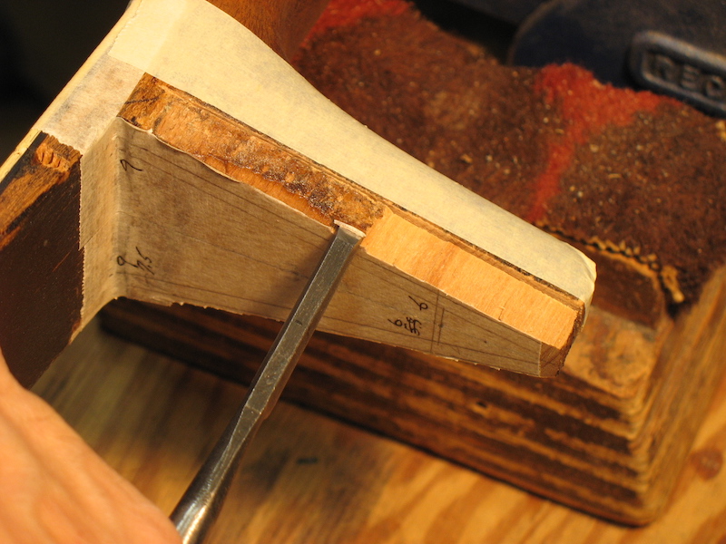 Creating a male part of a dovetail neck joint